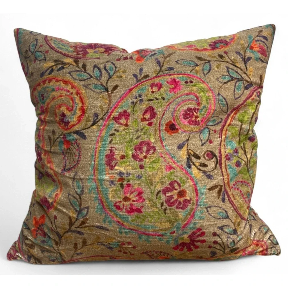 2 Pottery Barn Velvet Paisley Pillows Floral 20x20